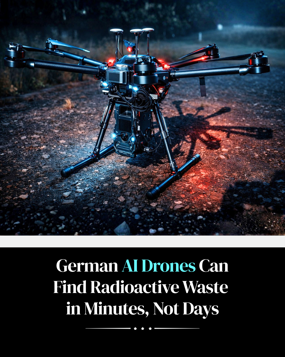 AI-powered drones and robots detecting radioactive material